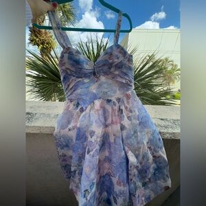 Zimmermann REBELLION Blue and Purple Floral Mini Dress SIZE 0 fits small